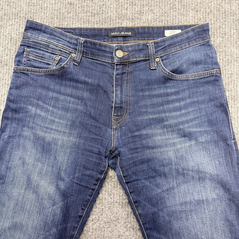 Mavi Zach Jeans Mens 34x32 Blue Medium Wash Straight Leg Stretch Denim Casual - Picture 2 of 13